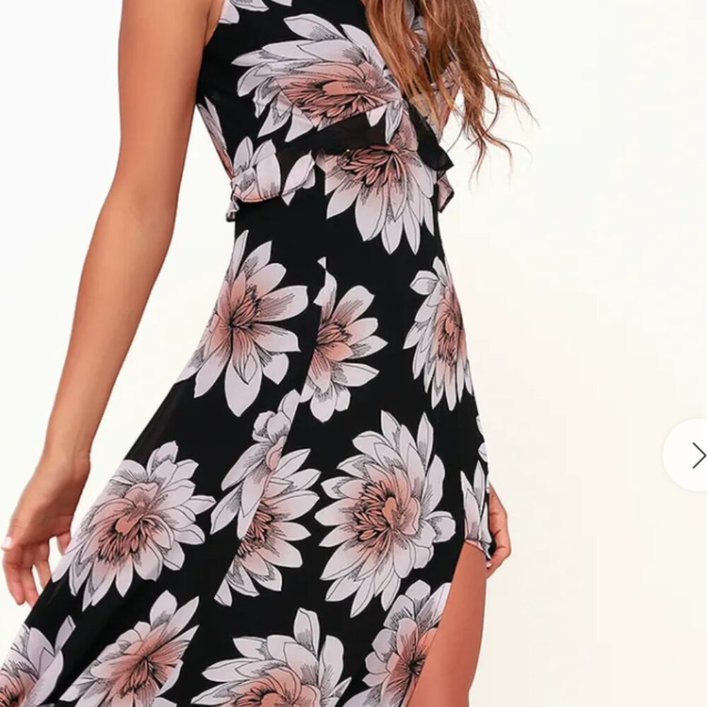 Serene Dreams Black Floral Print Sleeveless Maxi Dress